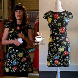 alice + olivia ellen floral embellished dress ASO jessica day new girl (0)